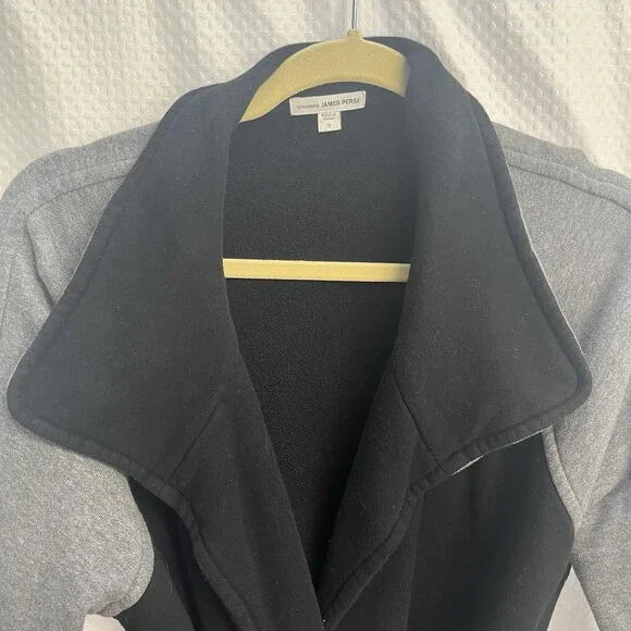 Standard James Perse Full Wrap Sweatshirt Coat Black Gray 2/ Medium Classic